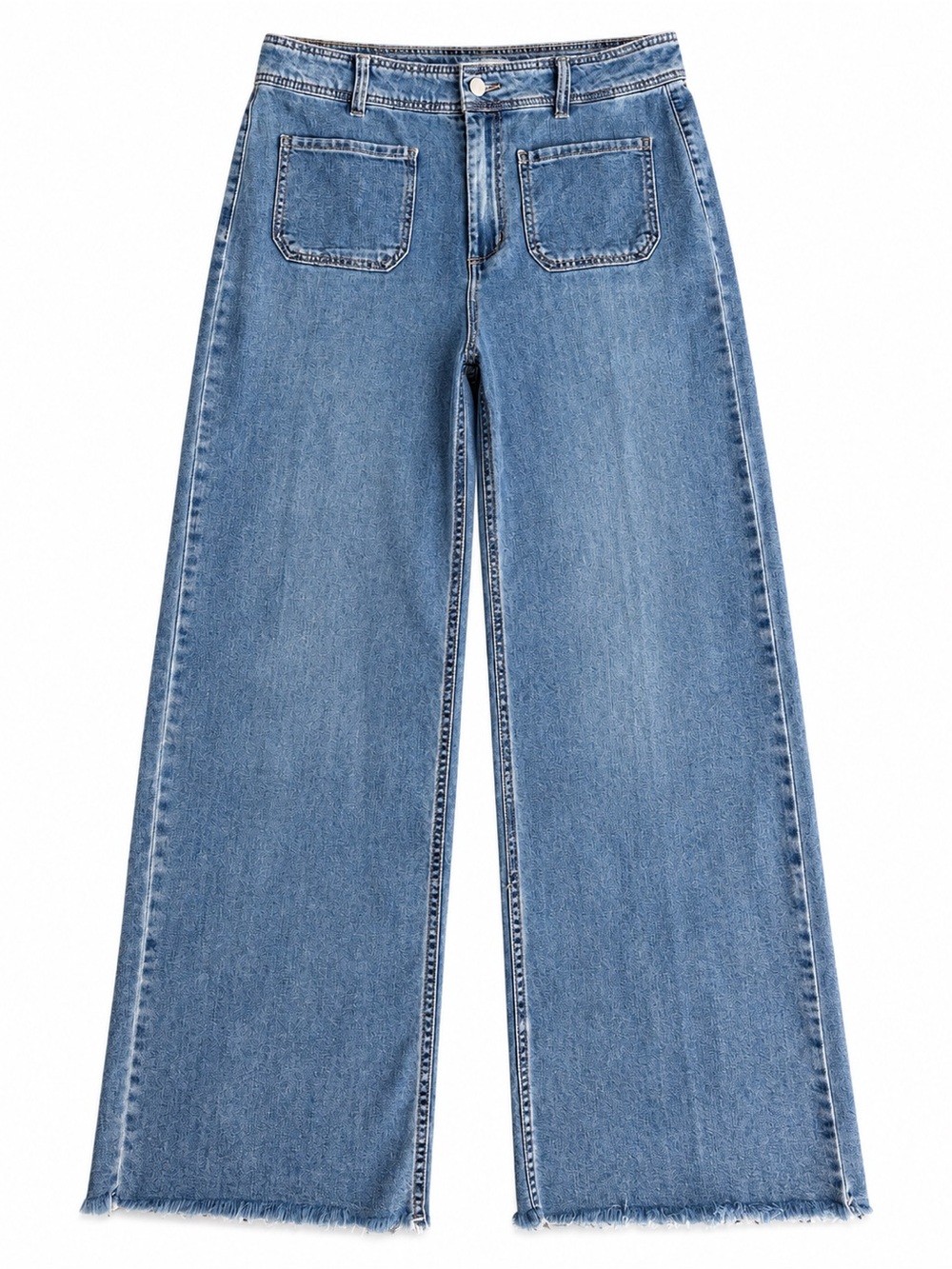 OAT New York Cloud Luxe Denim Wide Leg Jeans Size 10/30 Raw Hem